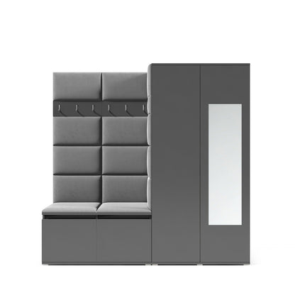 PK Emi 8 Hallway Wardrobe Artisan Oak / Black - Upholstered Panels in Various Colours