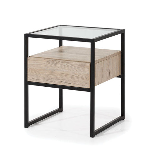 NE Glass Loft Nightstand – 1 Drawer with Glass Top