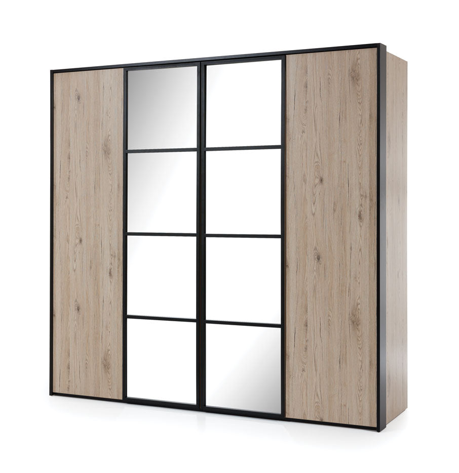 NE Glass Loft 4-Door Wardrobe with Mirrors – 214 cm