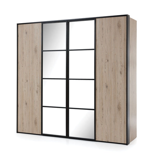 NE Glass Loft 4-Door Wardrobe with Mirrors – 214 cm