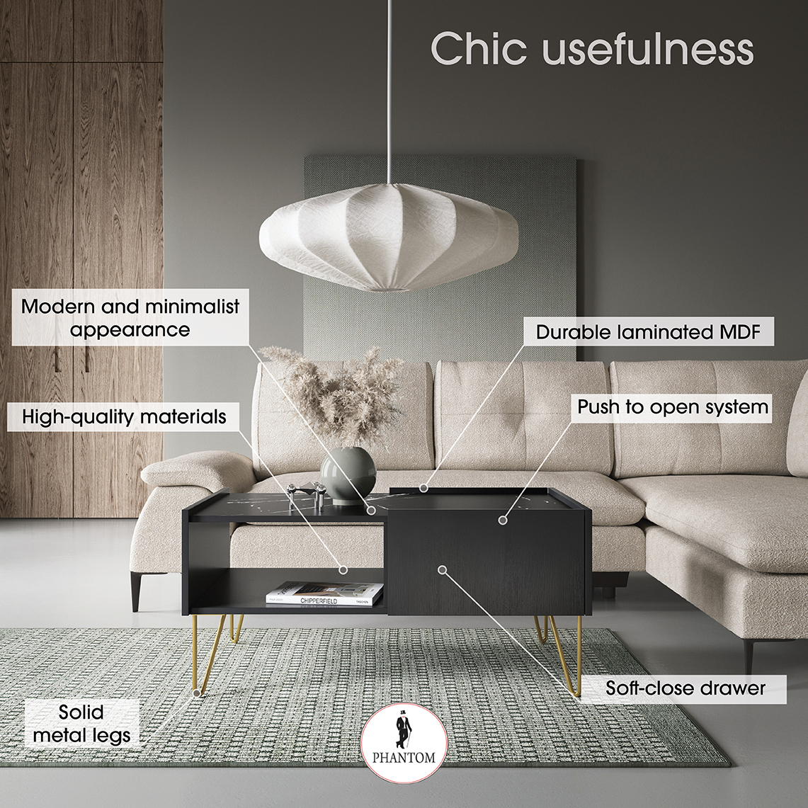 Harmony Coffee Table L97 - Coffee table with One Drawer