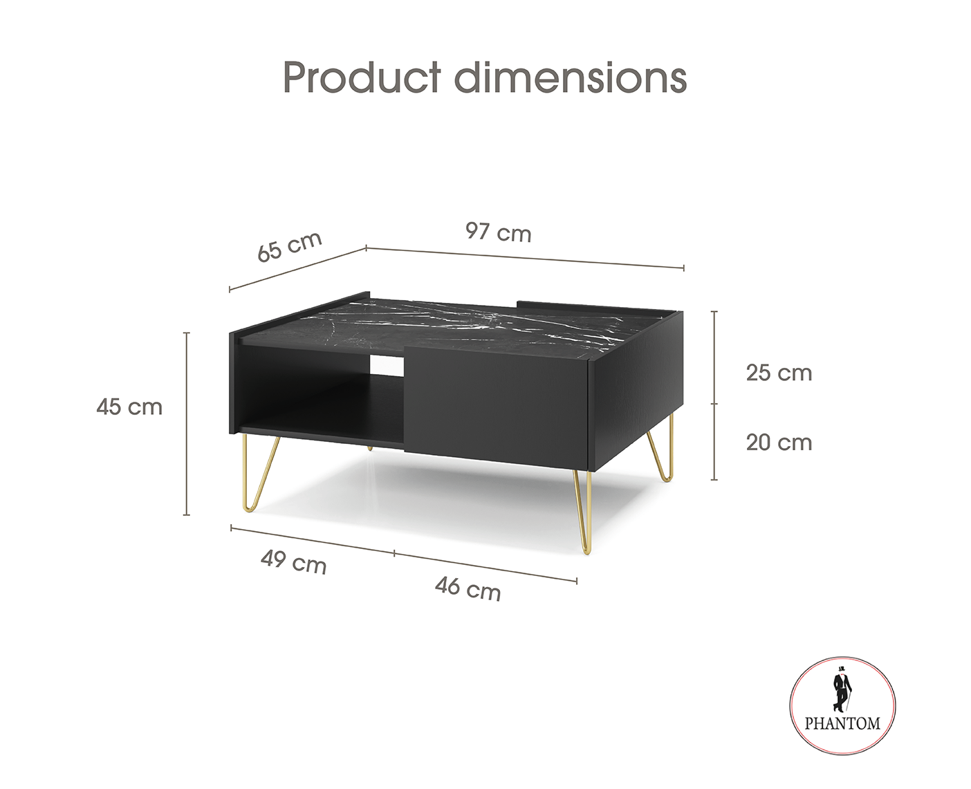 Harmony Coffee Table L97 - Coffee table with One Drawer