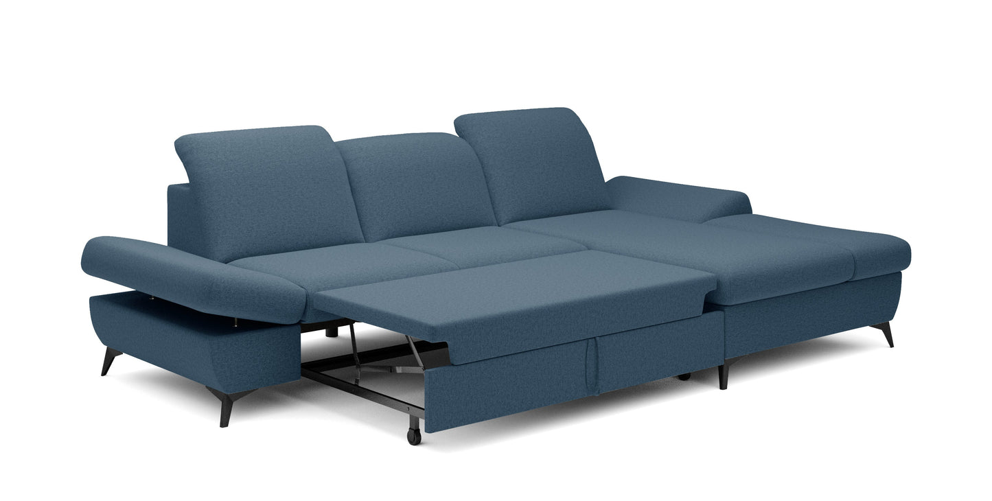 Lask HARPER Corner Sofa with Sleeping Function – 283 x 172 cm – Left or Right Configuration