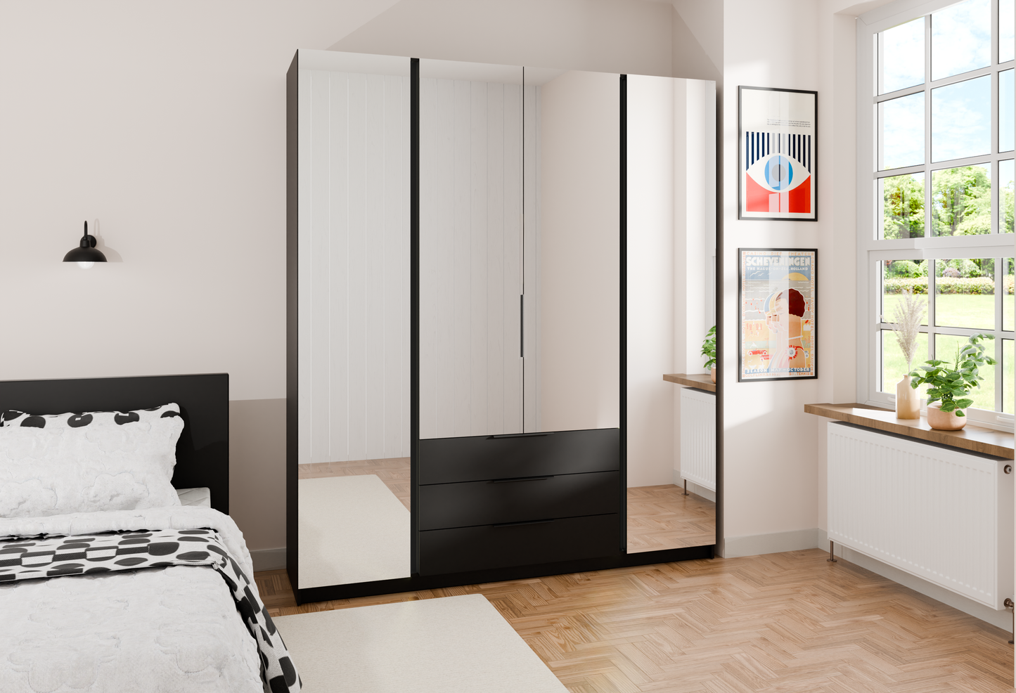 LE KAJA BL/BL 4 3S Wardrobe with Mirror
