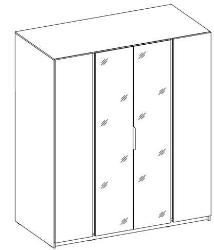 LE KAJA BL/BL 2F 2 Wardrobe with Mirror