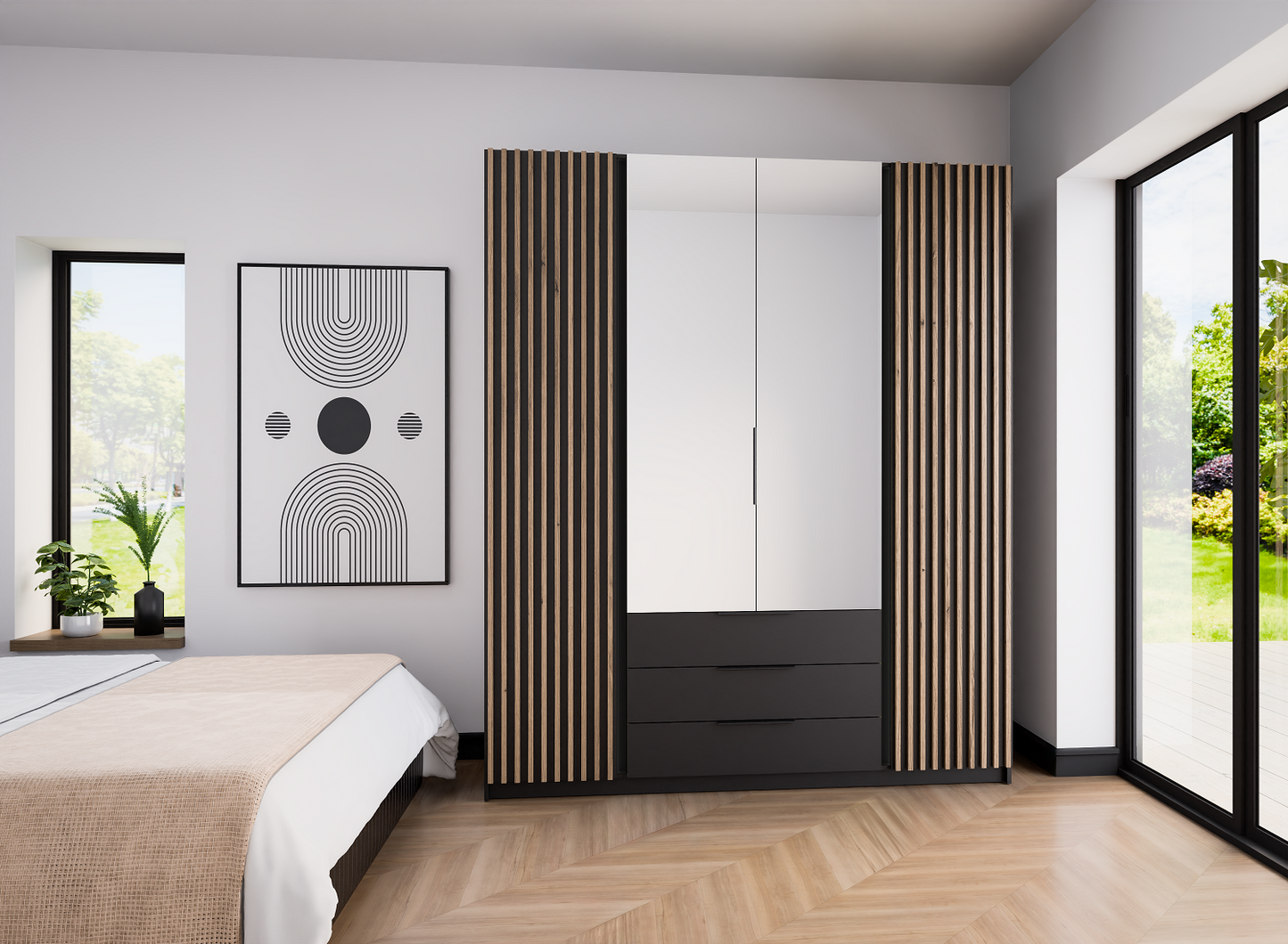 LE KAJA BL/BL-EV 2LAM 2F 3S Wardrobe with Mirror