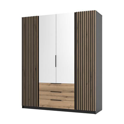 LE KAJA BL/EV-BL 2LAM 2 3S Wardrobe with Mirror