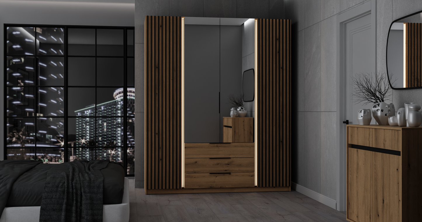 LE KAJA EV/EV-BL 2LAM 2 3S Wardrobe with Mirror