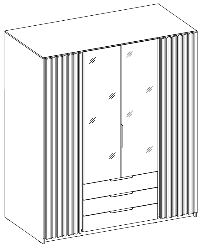 LE KAJA BL/EV-BL 2LAM 2 3S Wardrobe with Mirror