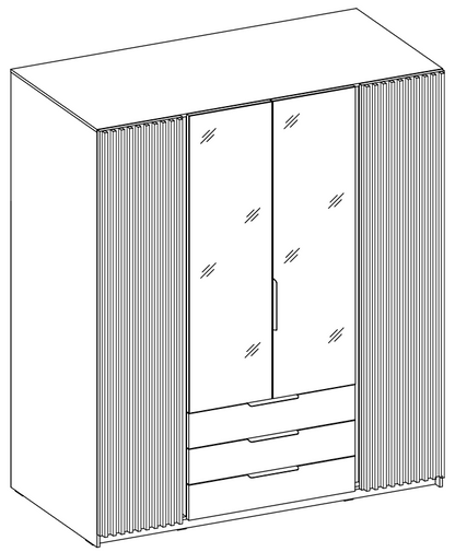 LE KAJA BL/EV-BL 2LAM 2 3S Wardrobe with Mirror