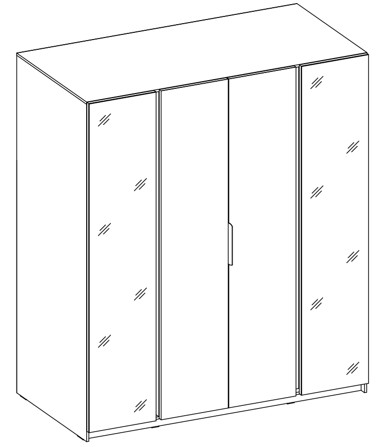 LE KAJA EV/BL 2 2F Wardrobe with Mirror