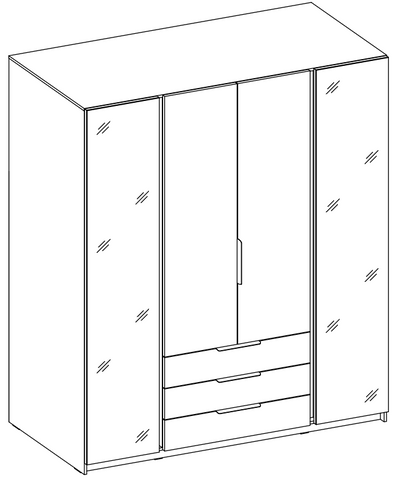 LE KAJA BL/BL 2F 3S Wardrobe with Mirror