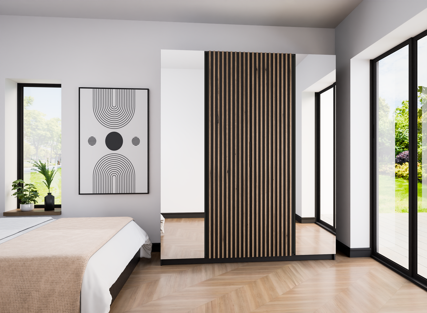 LE KAJA BL/BL-EV 2 2LAM Wardrobe with Mirror