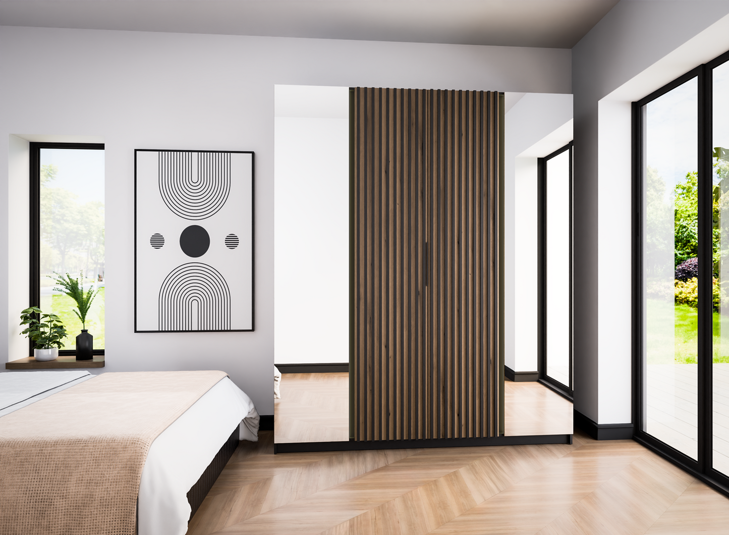 LE KAJA BL/EV-BL 2 2LAM Wardrobe with Mirror