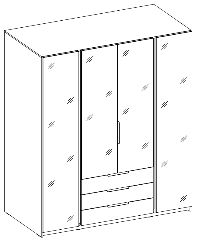 LE KAJA BL/BL 4 3S Wardrobe with Mirror