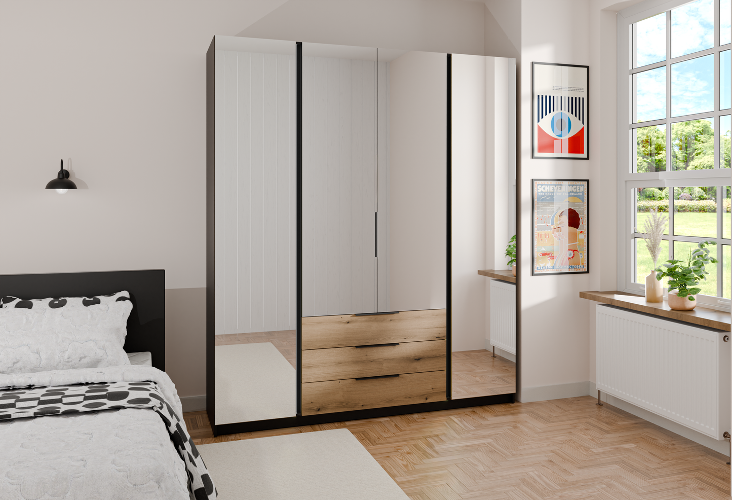 LE KAJA BL/EV 4 3S Wardrobe with Mirror