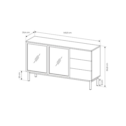 Lask Lang – Sideboard 150 cm 2 Doors 3 Drawers