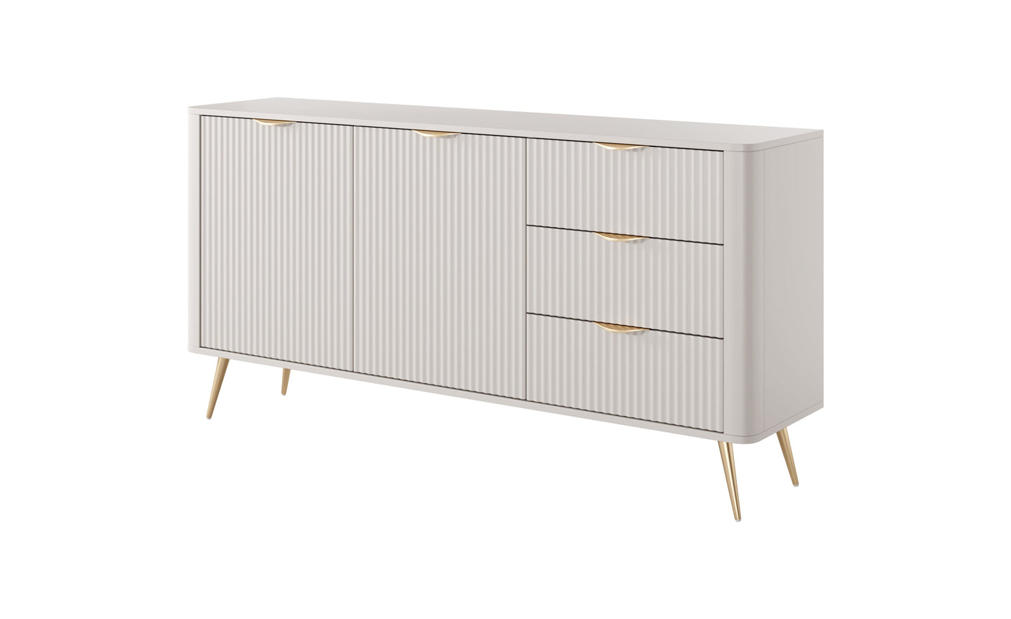 Lask Lante – Sideboard 163 cm with 2 Doors and 3 Drawers Beige (163.2 × 81.2 × 38 cm)
