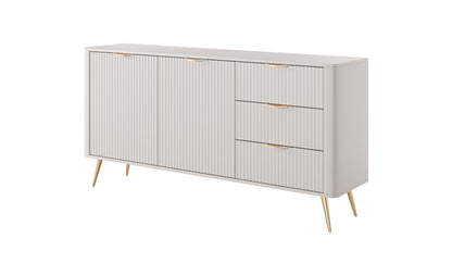 Lask Lante – Sideboard 163 cm with 2 Doors and 3 Drawers Beige (163.2 × 81.2 × 38 cm)