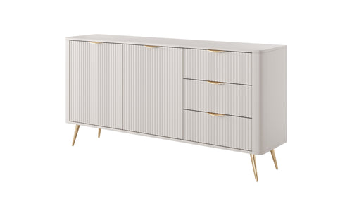 Lask Lante – Sideboard 163 cm with 2 Doors and 3 Drawers Beige (163.2 × 81.2 × 38 cm)