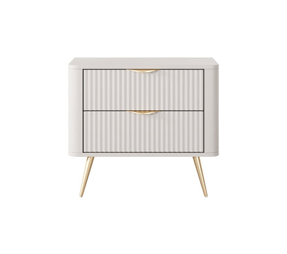 Lask Lante Beige – Bedside Table with 2 Drawers (63.2 × 55.3 × 38 cm)