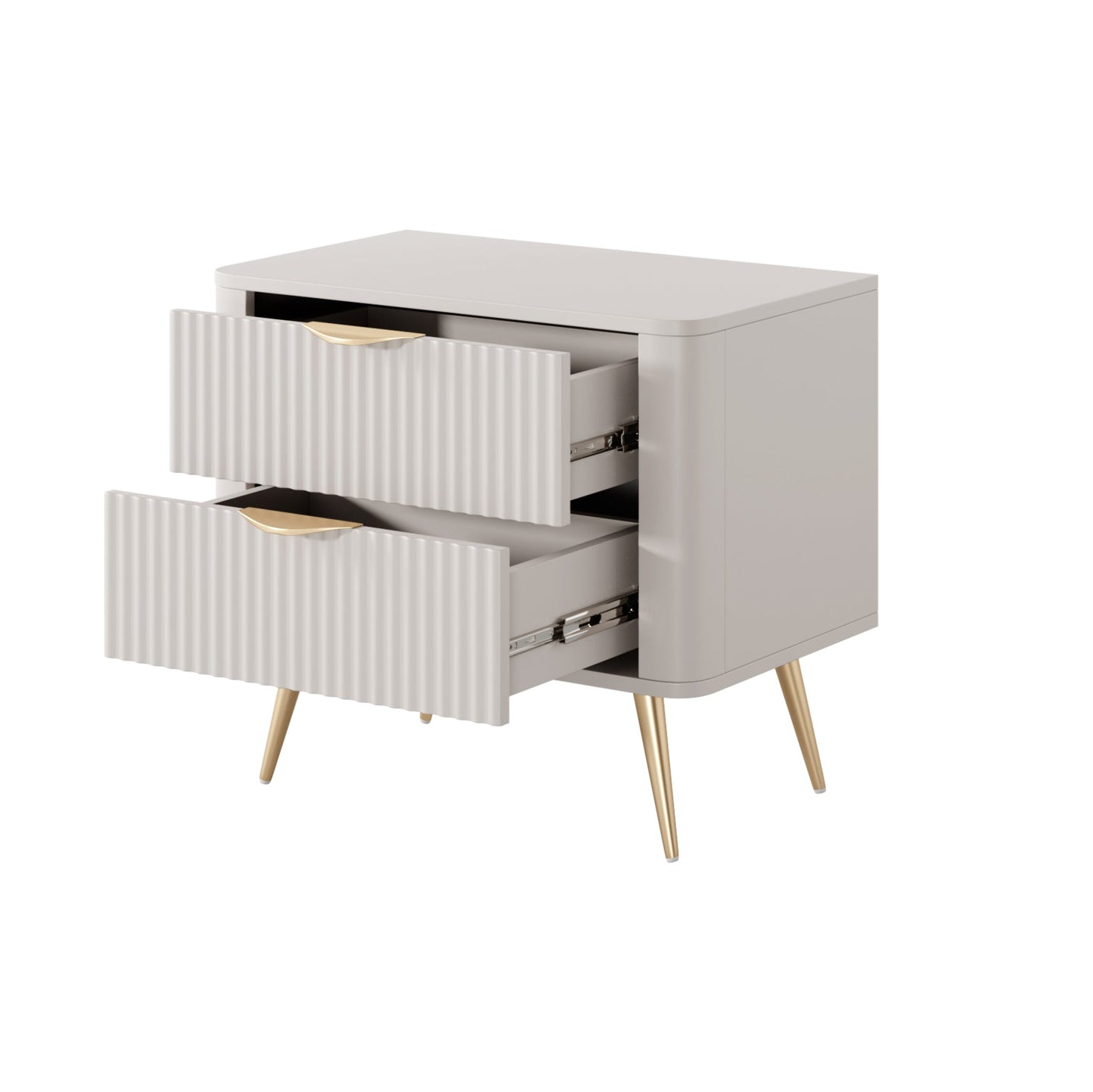 Lask Lante Beige – Bedside Table with 2 Drawers (63.2 × 55.3 × 38 cm)