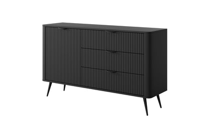 Lask Lante – Sideboard 138 cm with 3 Drawers and 1 Door Black (138.2 × 81.2 × 38 cm)