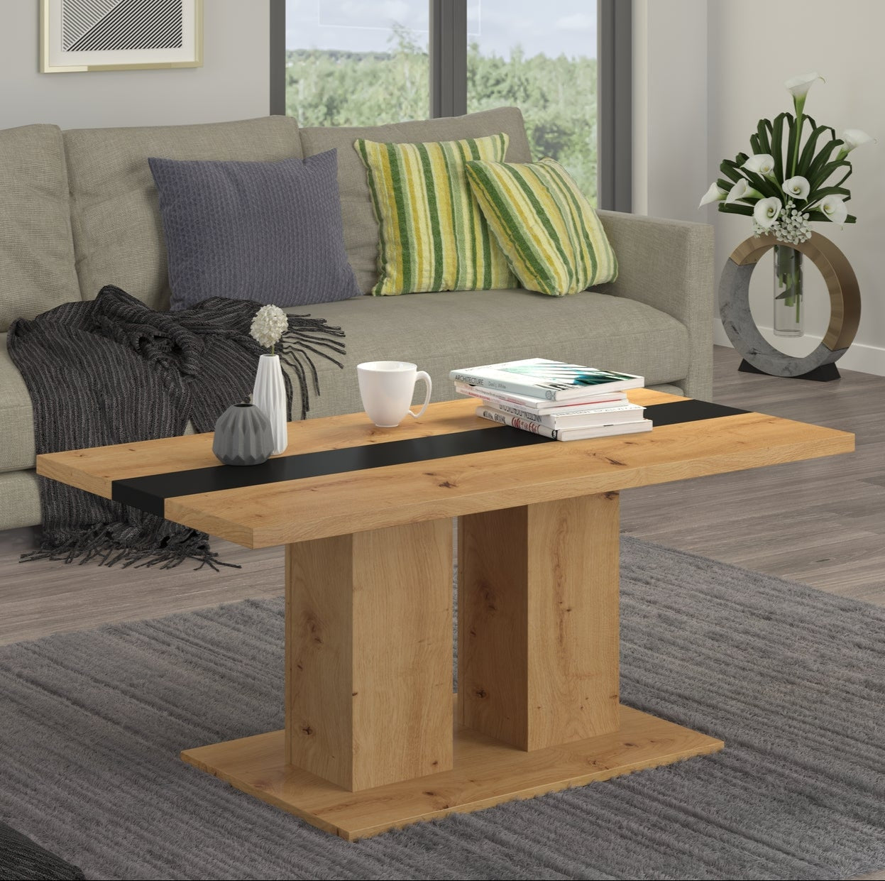 Boston Coffee Table – Artisan Oak/Black