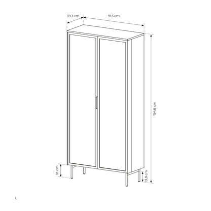 Lask LUMI 2D2S Display Cabinet with LED Lighting – 91.5 x 39.5 cm – Cashmere