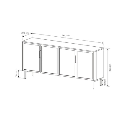 Lask LUMI 4D Sideboard with LED Lighting – 181.3 x 39.5 cm – Oak Dunin