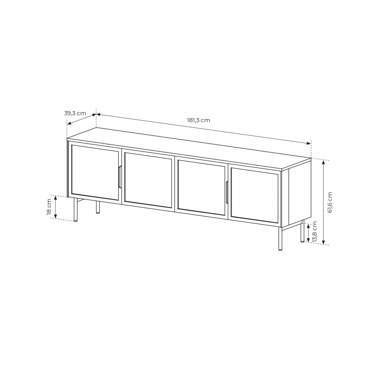 Lask LUMI 4D TV Stand with LED Lighting – 181.3 x 39.5 cm – Cashmere