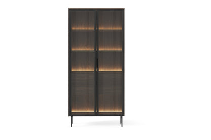 Lask LUMI 2D2S Display Cabinet with LED Lighting – 91.5 x 39.5 cm – Oak Dunin