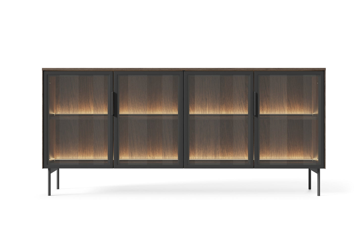 Lask LUMI 4D Sideboard with LED Lighting – 181.3 x 39.5 cm – Oak Dunin