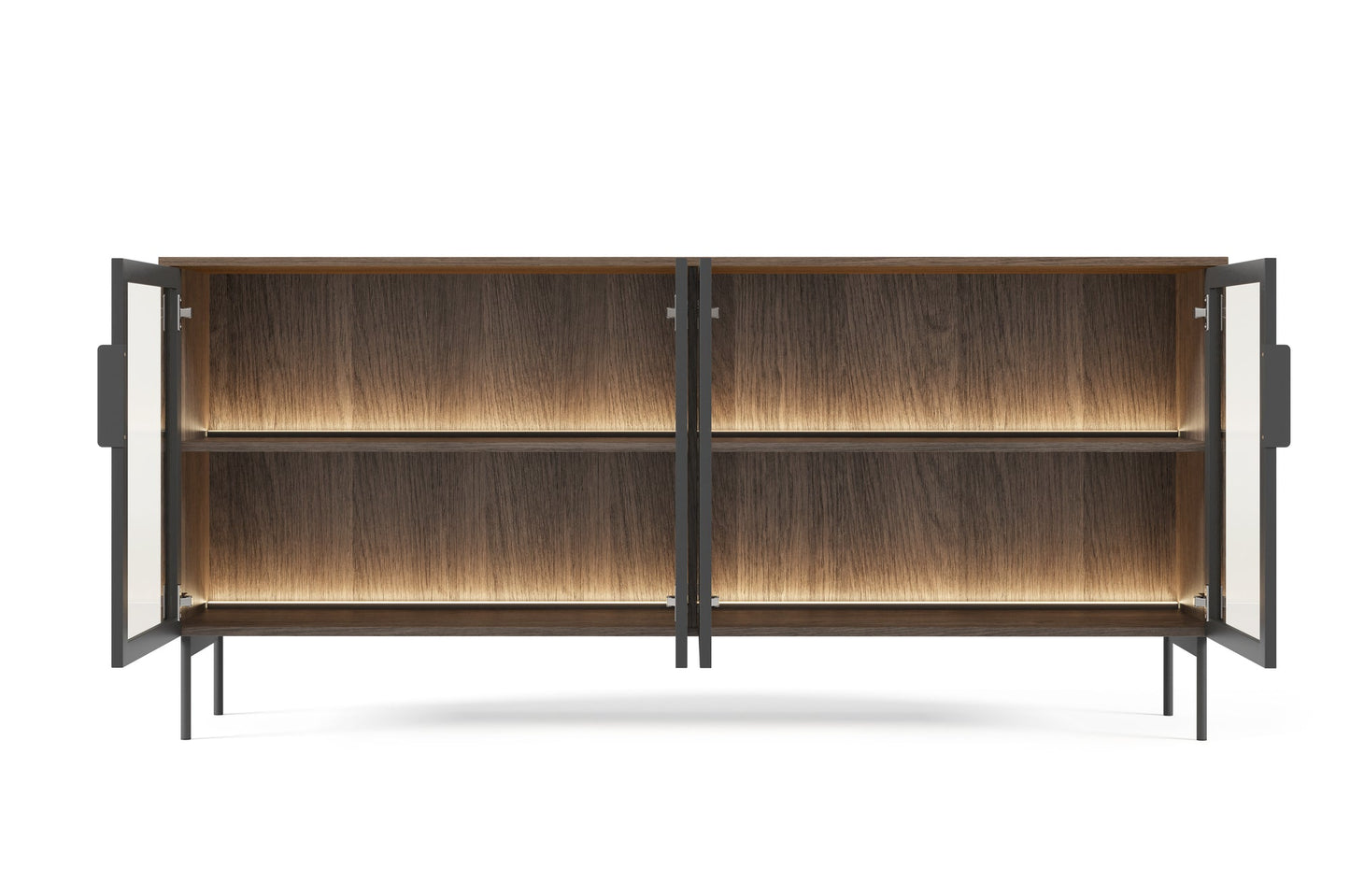 Lask LUMI 4D Sideboard with LED Lighting – 181.3 x 39.5 cm – Oak Dunin
