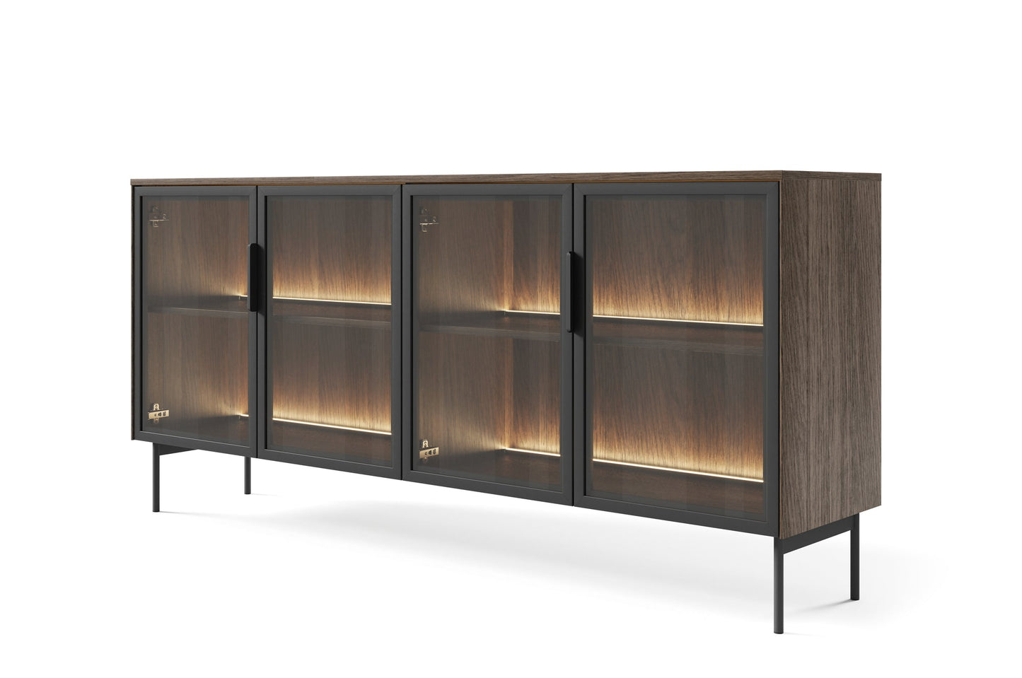 Lask LUMI 4D Sideboard with LED Lighting – 181.3 x 39.5 cm – Oak Dunin