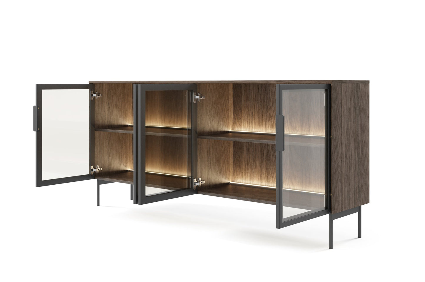 Lask LUMI 4D Sideboard with LED Lighting – 181.3 x 39.5 cm – Oak Dunin