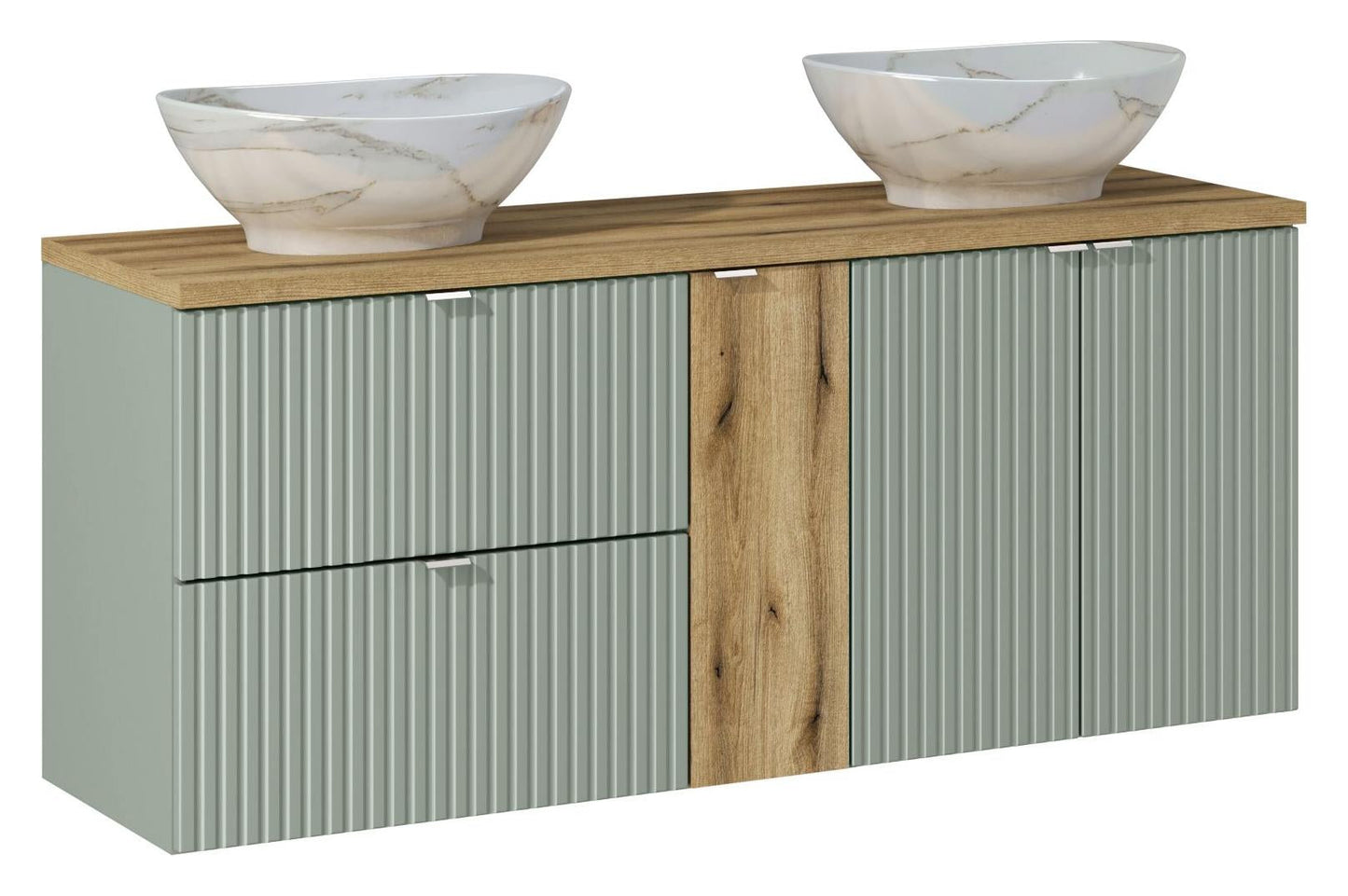 Line Reed Green with High Cabinet Bathroom Set 140CM UN PATI SET-LRG B OAK