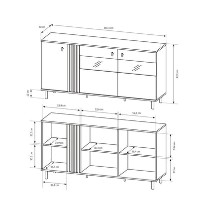 Lask Madis – Sideboard with Glass Front 165 cm