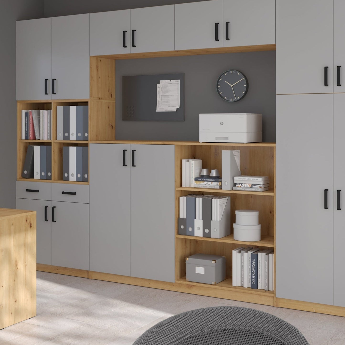 LE Malta 830 2F Sideboard in Light Grey & Artisan Oak