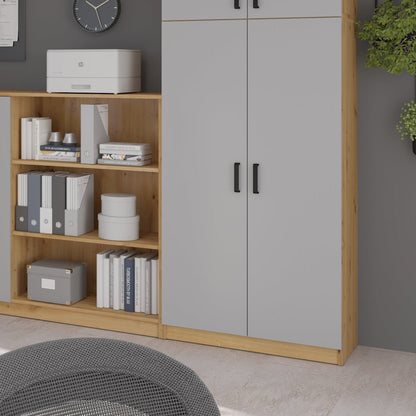 LE Malta 107 2F Wardrobe in Light Grey & Artisan Oak
