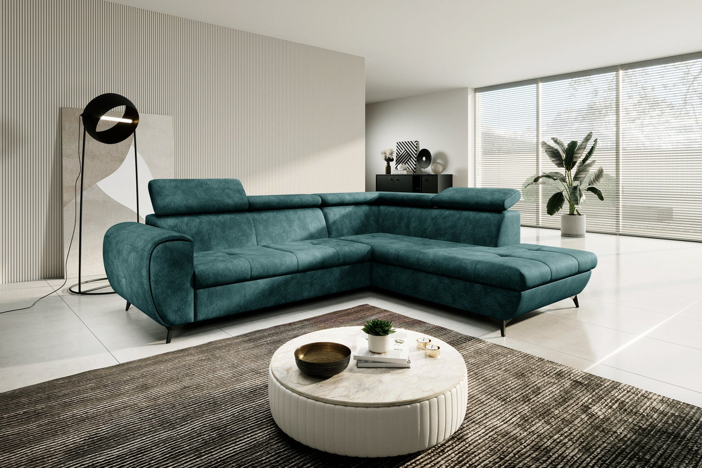 Lask MONA PIK Corner Sofa Bed with Adjustable Headrests – 260 x 217 cm – Left or Right Configuration