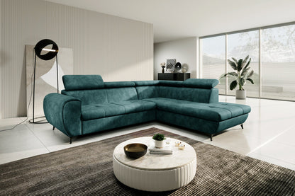 Lask MONA PIK Corner Sofa Bed with Adjustable Headrests – 260 x 217 cm – Left or Right Configuration