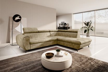 Lask MONA PIK Corner Sofa Bed with Adjustable Headrests – 260 x 217 cm – Left or Right Configuration