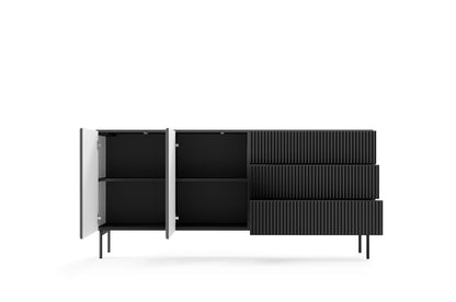 Lask Multi Black – Sideboard 177 cm with 2 Doors and 3 Drawers (177 × 81.2 × 39.8 cm)