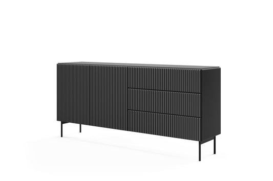 Lask Multi Black – Sideboard 177 cm with 2 Doors and 3 Drawers (177 × 81.2 × 39.8 cm)