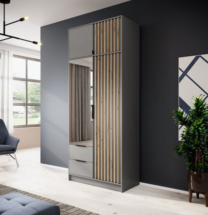Nelly 2D Wardrobe – Artisan Oak 105 cm With Mirror