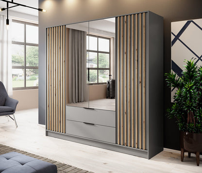 Nelly 4D Wardrobe with Mirror Grey