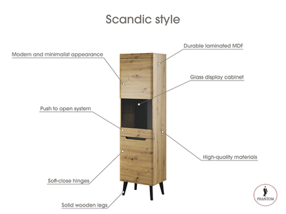 Nordi Cabinet Display Tall  Artisan Oak - Scandic style