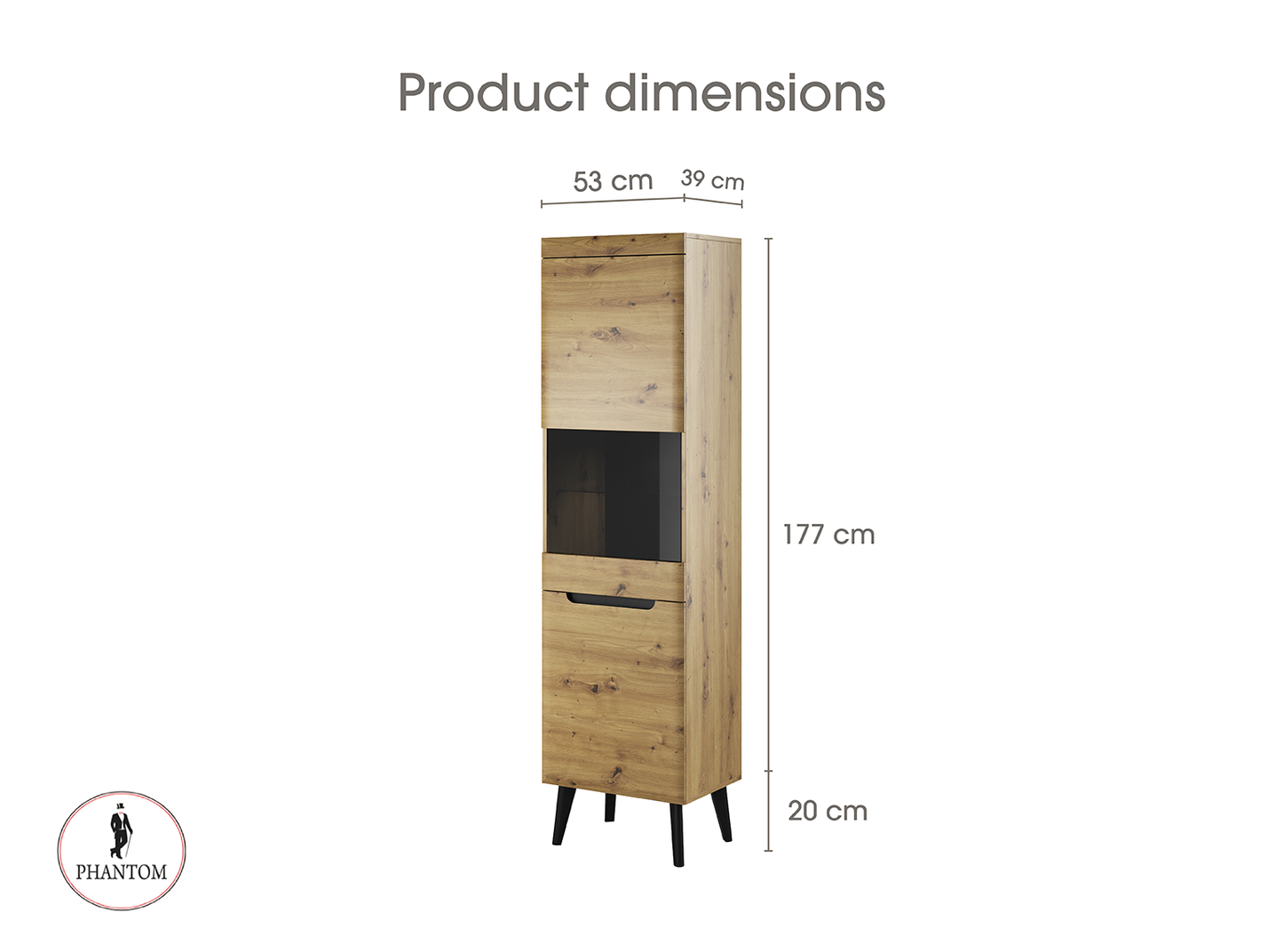 Nordi Cabinet Display Tall  Artisan Oak - Scandic style