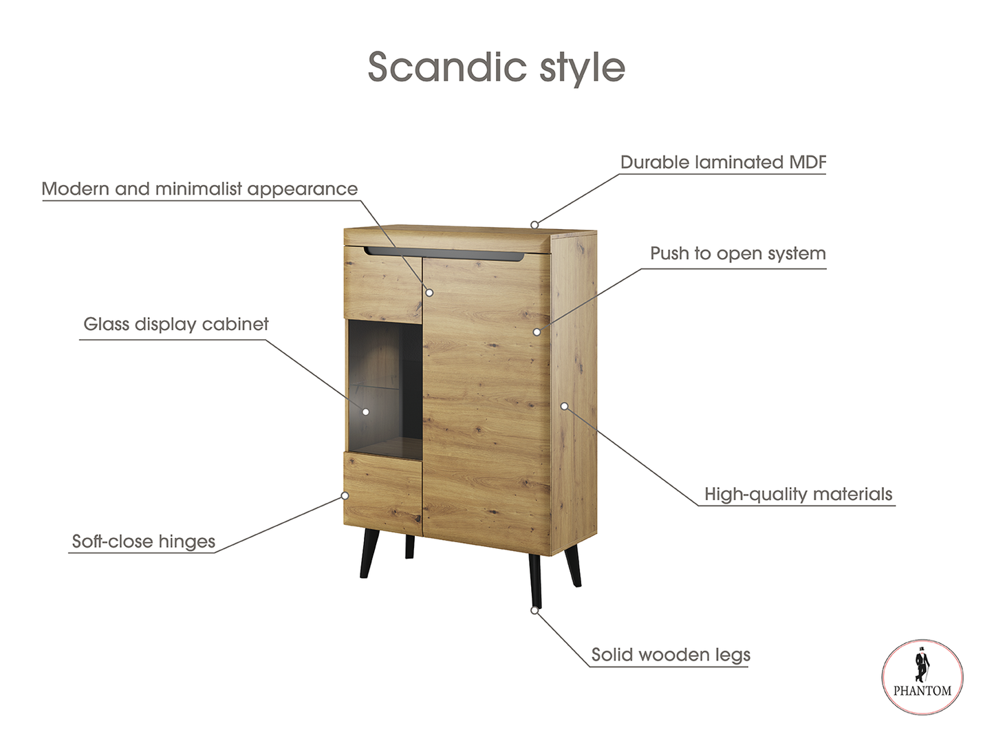 Nordi Cabinet Display White - Scandic style